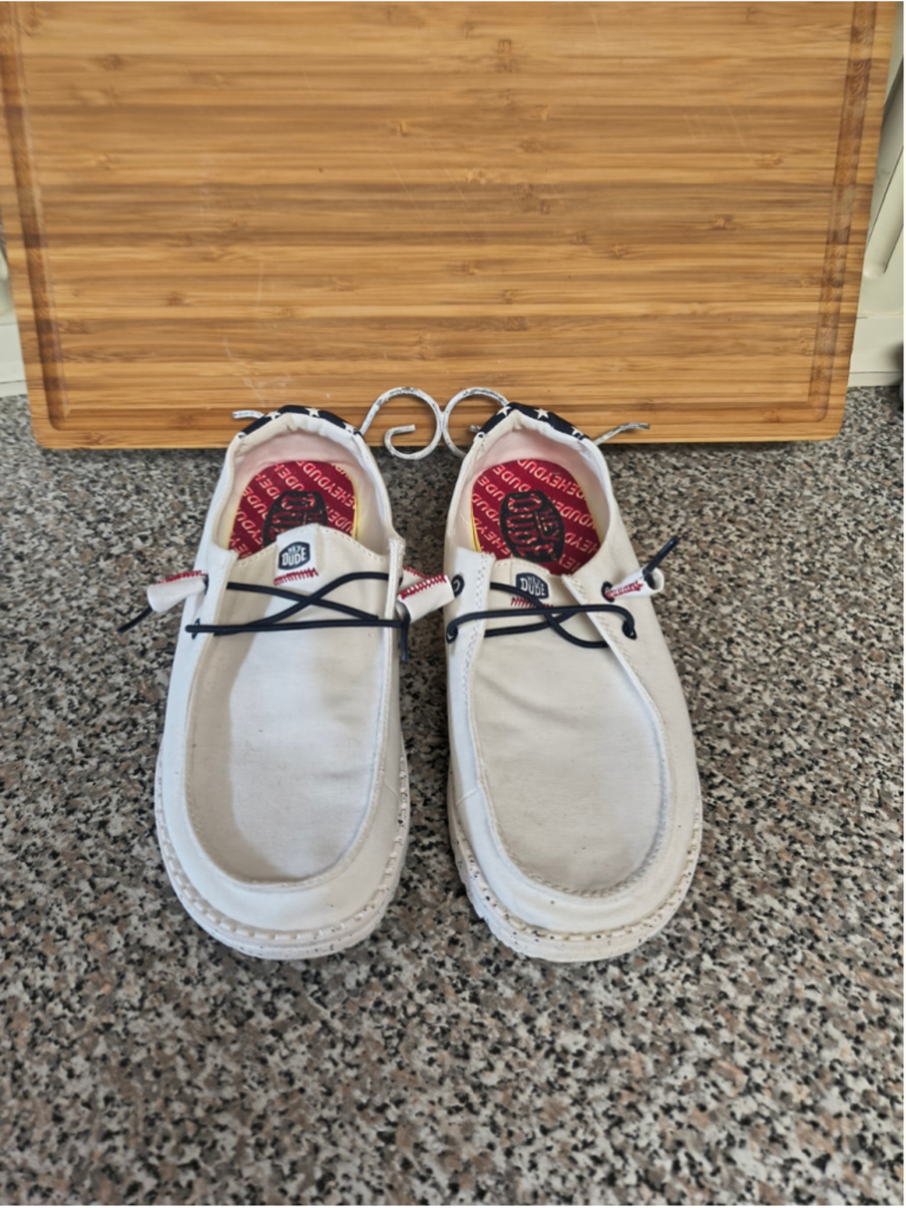 HEYDUDE Wendy Americana Off White Patriotic Shoes Women's Size 7